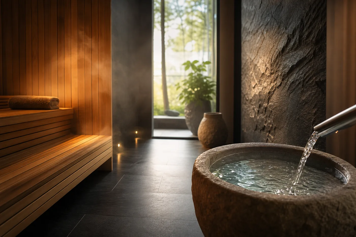 Sauna + cold rinse ritual photography